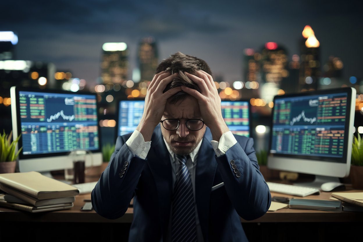 a shocked and sad day trader