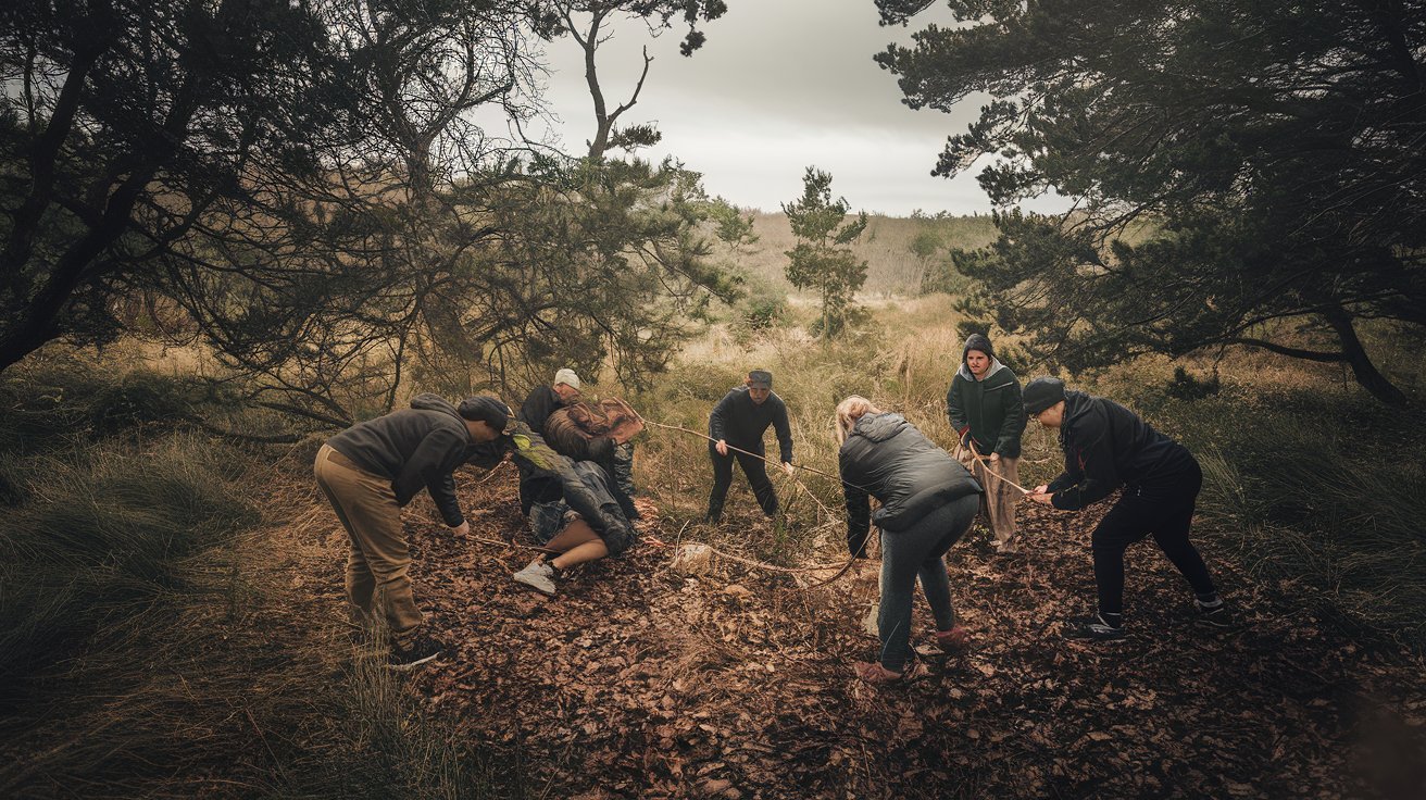 a group of people playing