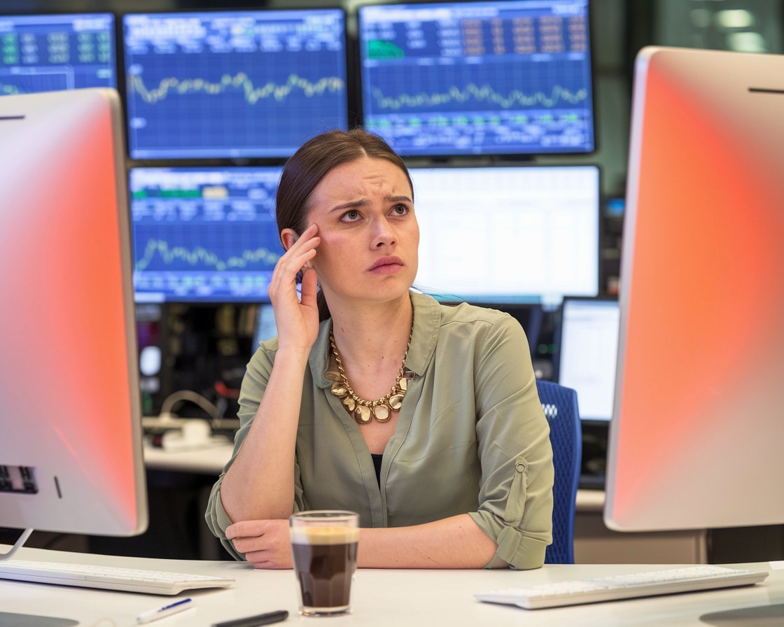 trader sitting at her trading desk